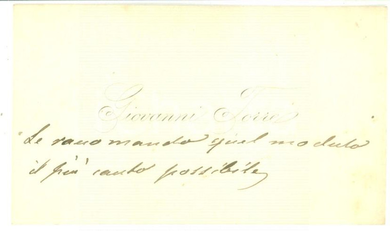 1900 ca PADOVA (?) Giovanni TORRE - Biglietto da visita con messaggio autografo