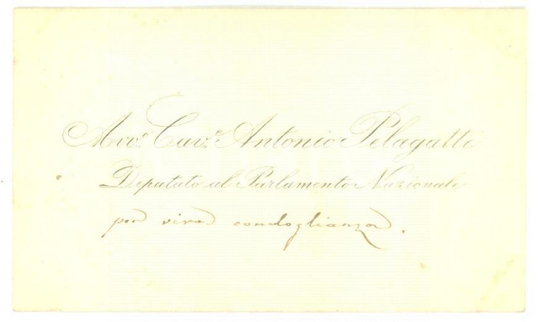 1890 ca ROMA Biglietto da visita del deputato Antonio PELAGATTI - Autografo