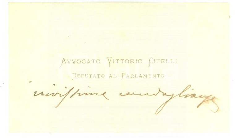 1890 ca ROMA Condoglianze on. Vittorio CIPELLI - Biglietto da visita autografo