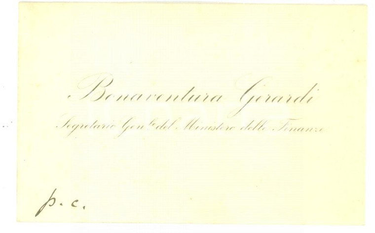 1890 ca ROMA Biglietto da visita del segretario Bonaventura GERARDI - Autografo