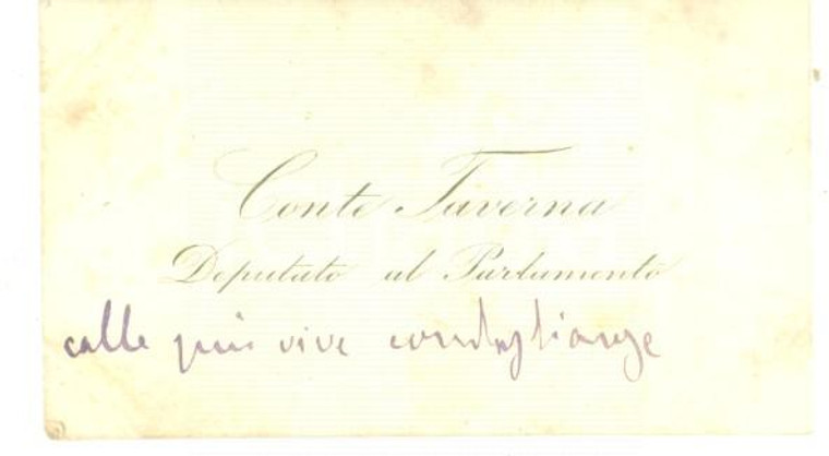 1890 ca ROMA Condoglianze on. Rinaldo TAVERNA - Biglietto da visita autografo