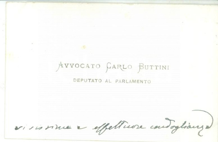 1890 ca ROMA Biglietto da visita del deputato Carlo BUTTINI - Autografo