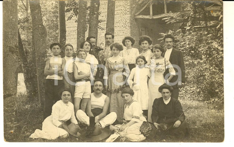 1912 PAVIA Ritratto di famiglia in villeggiatura con canottieri - Foto VINTAGE