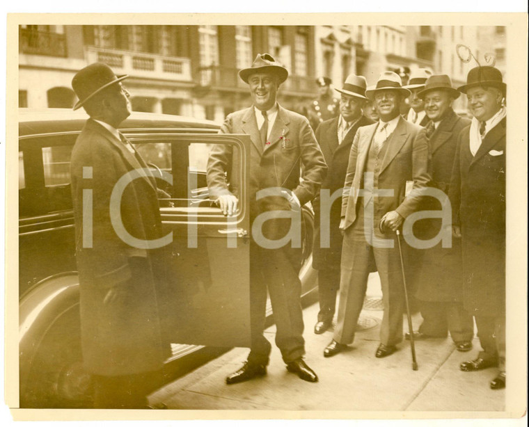 1933 NEW YORK Franklin ROOSEVELT in arrivo alla propria casa *Foto 24x18