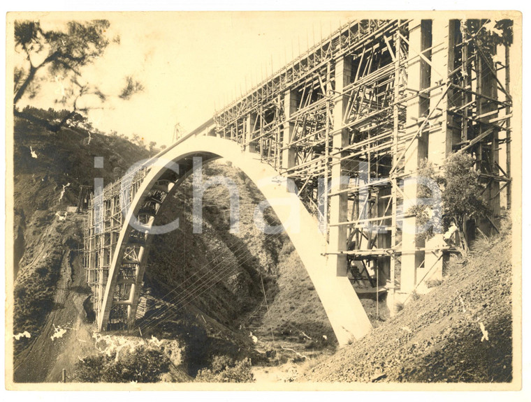 1930 ca VENETO STRADE Cantiere con viadotto in costruzione - Foto 24x18 cm