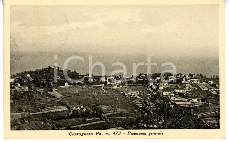 1944 CASTAGNETO PO (TO) Veduta panoramica - Cartolina VINTAGE *FP VG