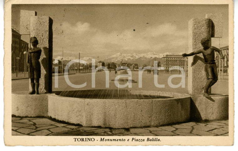 1940 TORINO Veduta panoramica di piazza BALILLA *Cartolina VINTAGE - FP VG