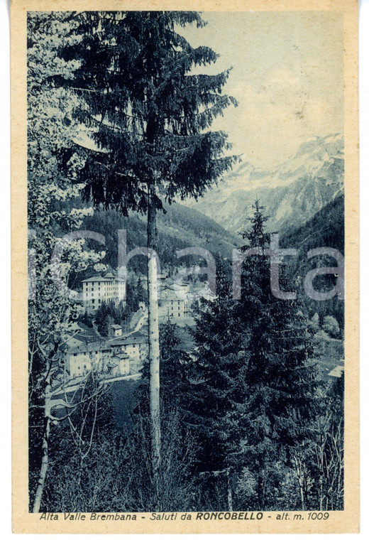 1938 RONCOBELLO (BG) Panorama Alta Valle Brembana *Cartolina VINTAGE FP VG