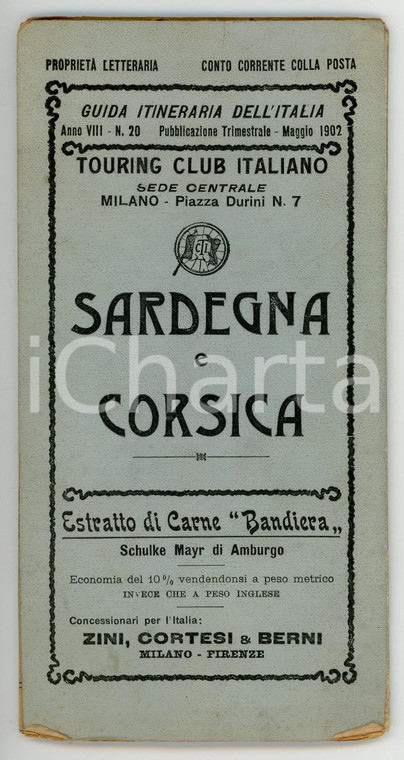 1902 TOURING CLUB ITALIANO Sardegna e Corsica / Mappa *Anno VIII - N° 20