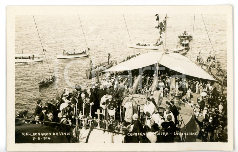 1914 LA SPEZIA Regia Nave LEONARDO DA VINCI Cerimonia di consegna della bandiera