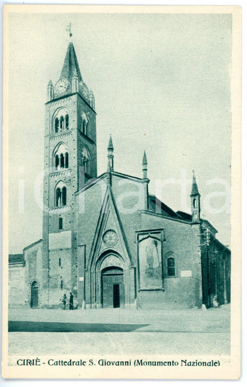 1930 ca CIRIÉ (TO) Duomo di SAN GIOVANNI BATTISTA - Cartolina ANIMATA FP NV