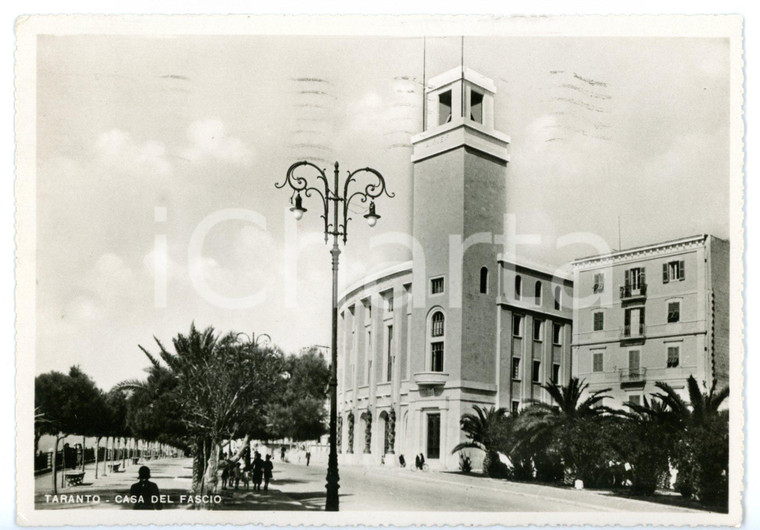 1941 TARANTO Scorcio con Casa del Fascio *Cartolina ANIMATA - FG VG