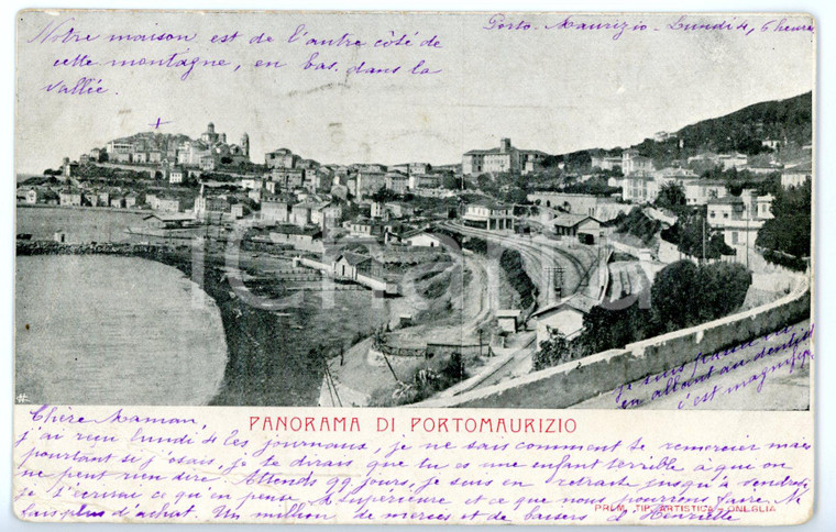1905 PORTO MAURIZIO (IM) Veduta panoramica con SPIAGGIA D'ORO *Cartolina FP VG