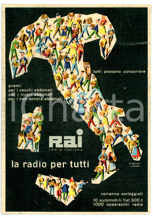 1951 RAI Concorso "La radio per tutti" - Cartolina pubblicitaria VINTAGE FG NV