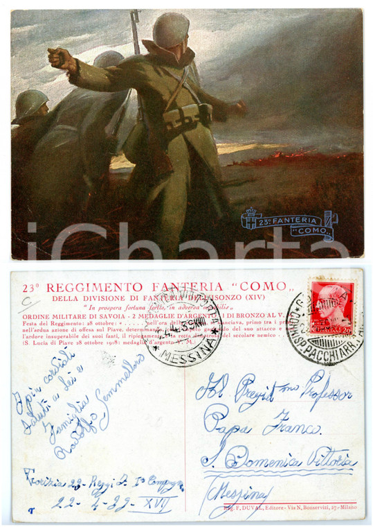 1939 GORIZIA 23º Reggimento fanteria COMO - Soldati lanciano granate *Cartolina