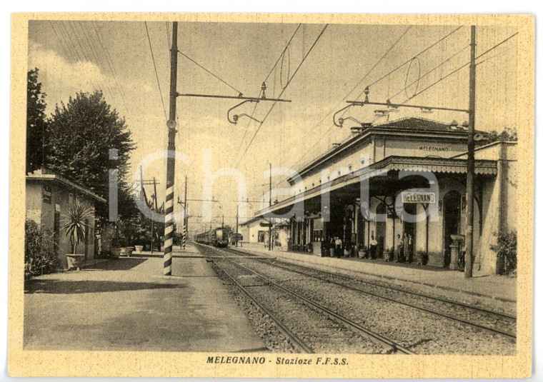 1950 ca MELEGNANO (MI) Arrivo del treno in stazione *Cartolina VINTAGE - FG NV