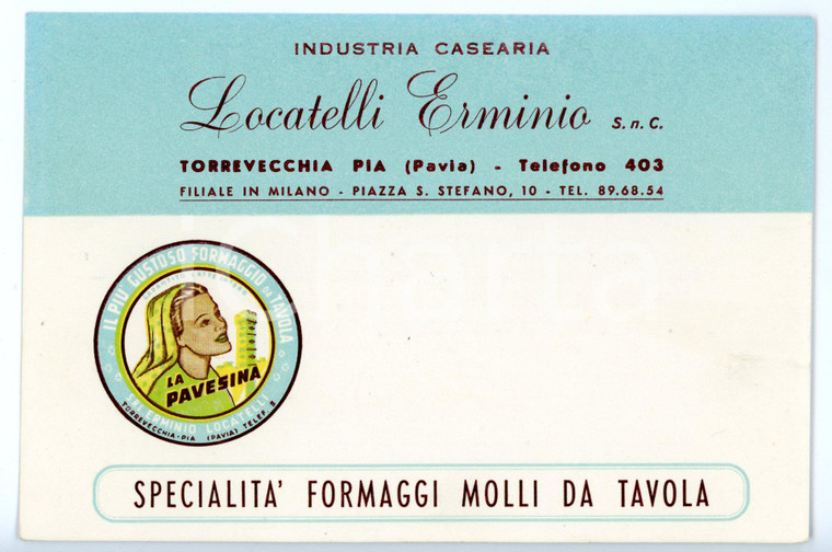 1966 TORREVECCHIA PIA (PA) Caseificio Erminio LOCATELLI *Biglietto ILLUSTRATO 