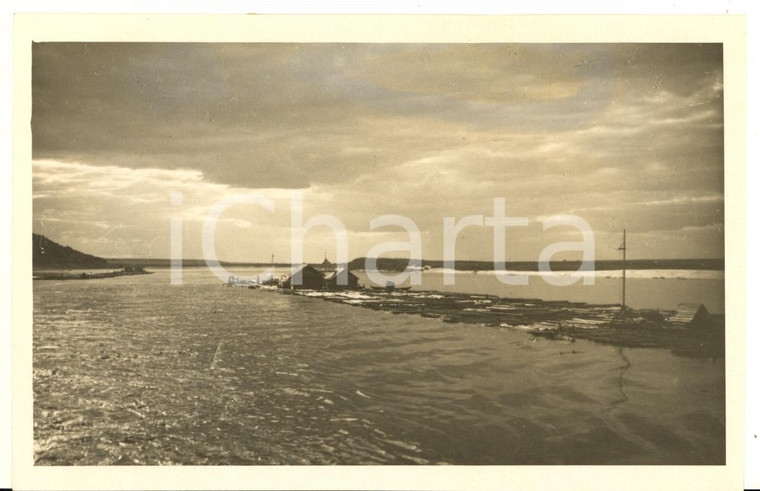 1930 ca URSS Fiume VOLGA - Trasporto di legname - Fotografia 16x10 cm