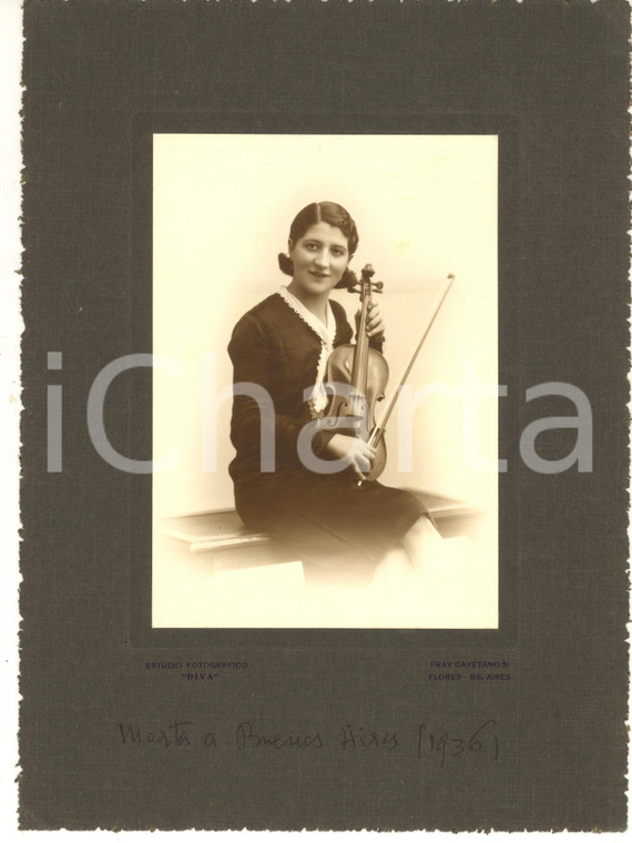 1930 BUENOS AIRES Ritratto di donna violinista - Foto Estudio DIVA 17x23 cm