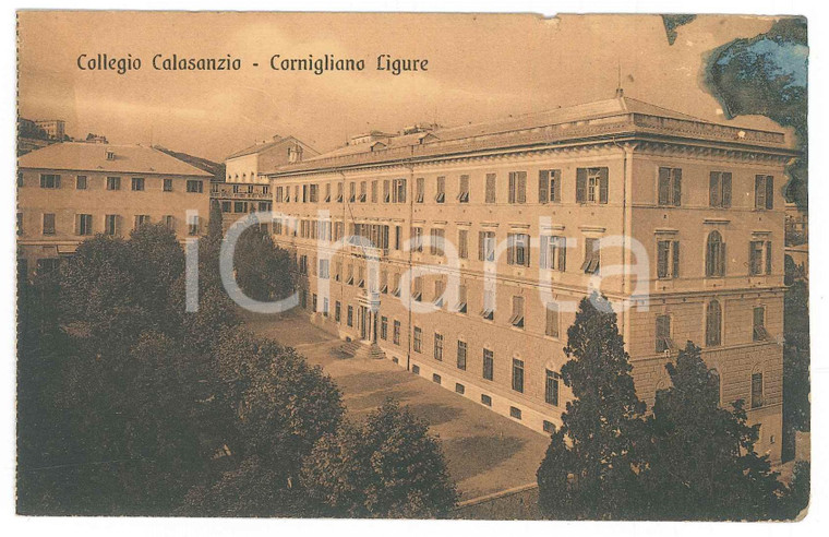1930 ca CORNIGLIANO LIGURE Collegio Calasanzio - Cartolina DANNEGGIATA FP NV