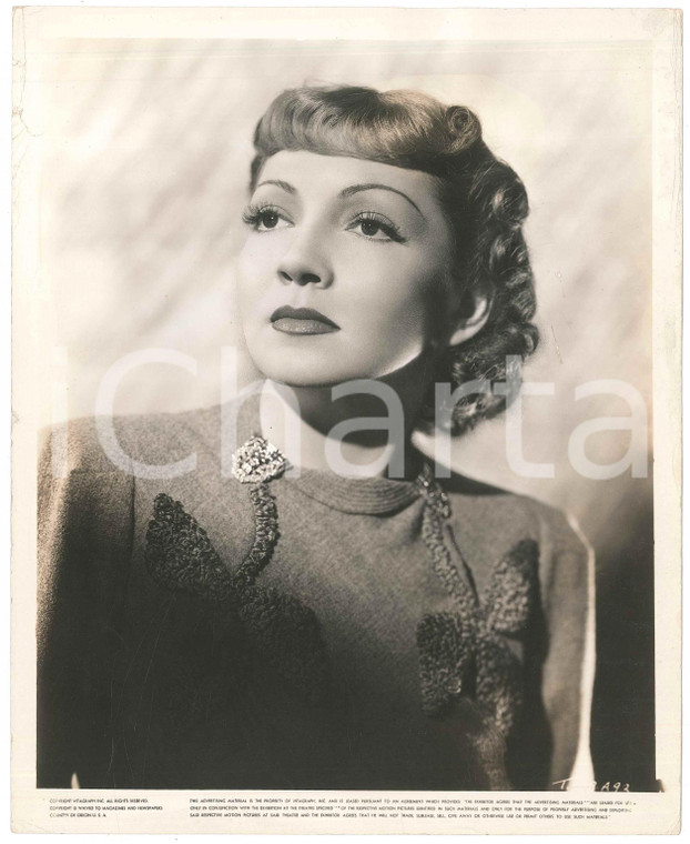 1950 ca CINEMA Claudette COLBERT Ritratto dell'attrice - Foto 20x25 cm