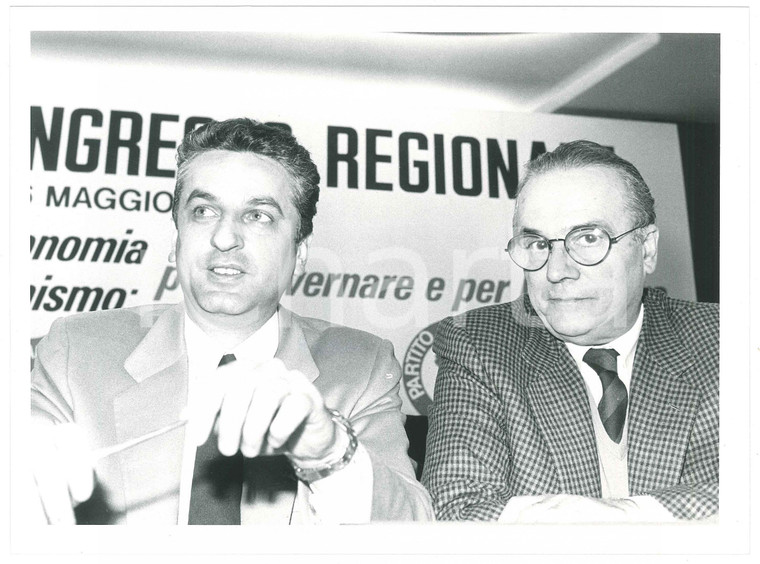 1989 MILANO Congresso regionale PSI Ugo FINETTI Antonio NATALI Foto 24x18 cm (1)