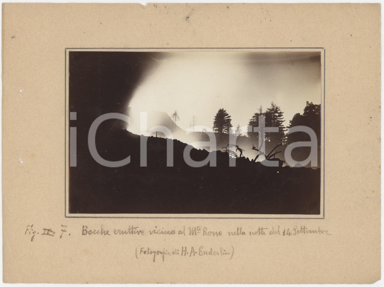 1910 ca Eruzione ETNA - Bocche vicino al MONTE ROSSO - Foto H. A. ENDERLIN *RARA
