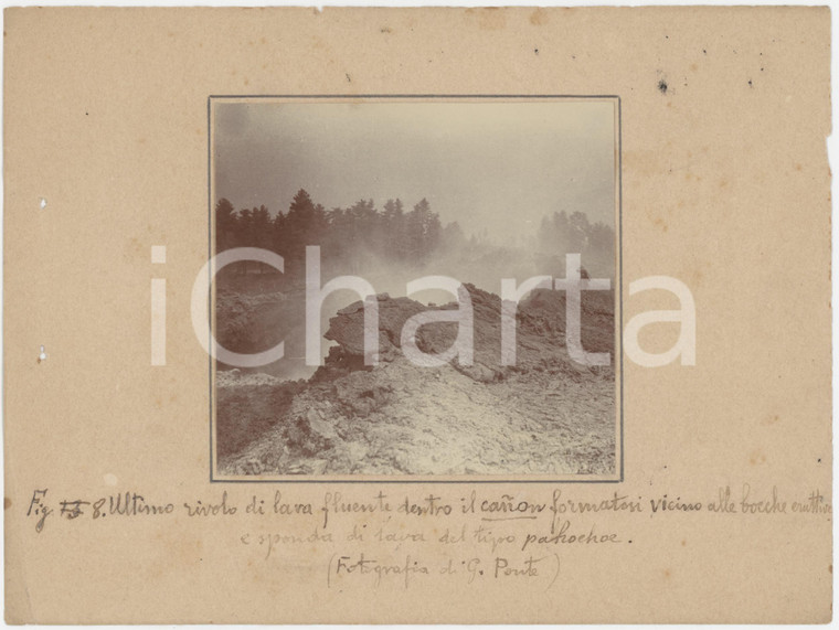 1910 ca Eruzione ETNA - Rivolo di lava fluente - Foto Gaetano PONTE *RARA