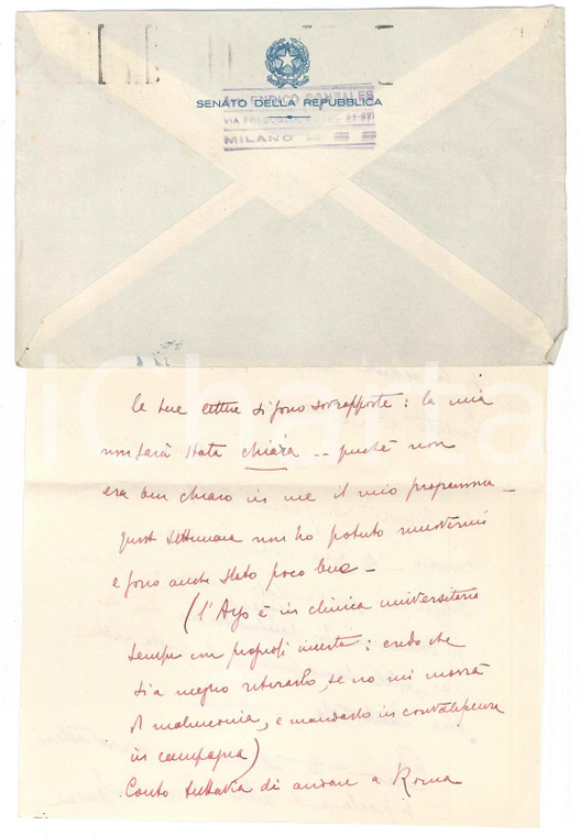 1949 MILANO Lettera del senatore Enrico GONZALES a un collega - AUTOGRAFO