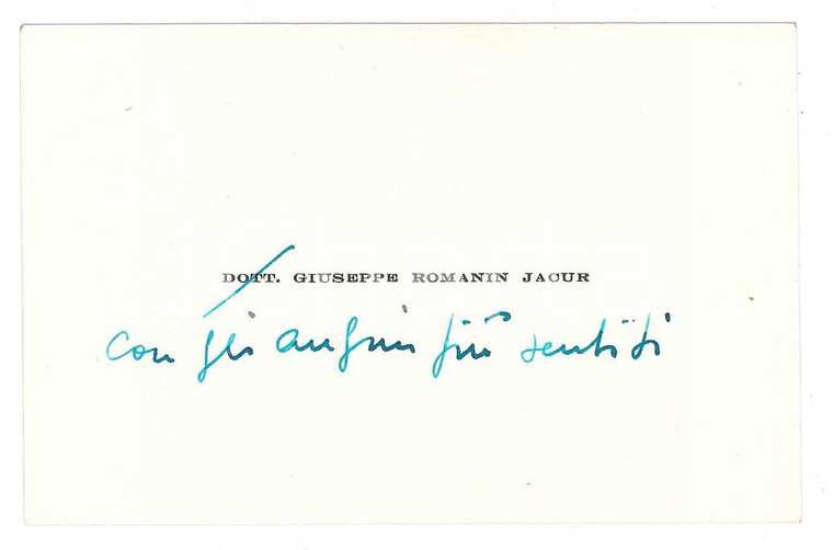 1960 ca PADOVA Giuseppe ROMANIN JACUR - Biglietto da visita AUTOGRAFO