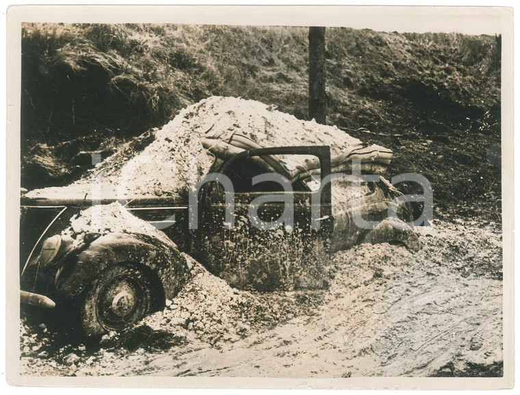 1940 ca WW2 BELGIO (?) Bombardamenti - Auto distrutta - Foto 24x18 cm