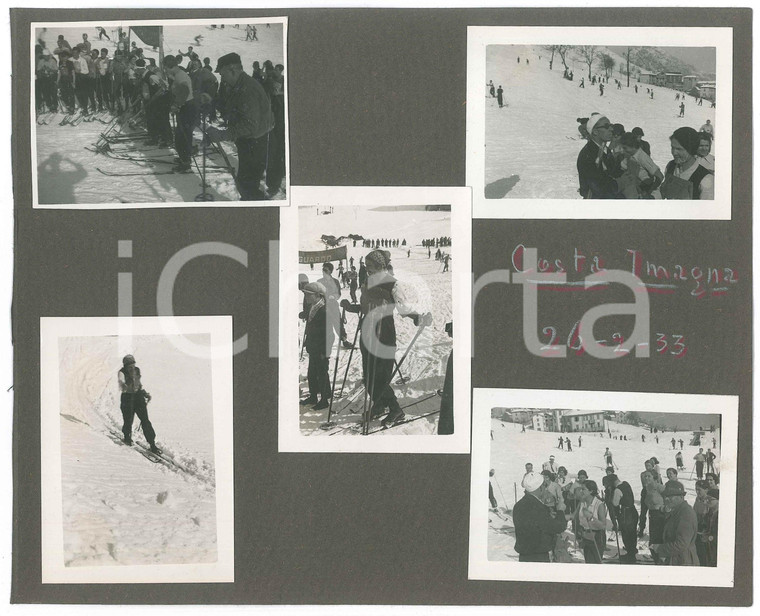 1933 COSTA IMAGNA (BG) Gruppo di sciatori sulle piste *Lotto 5 foto