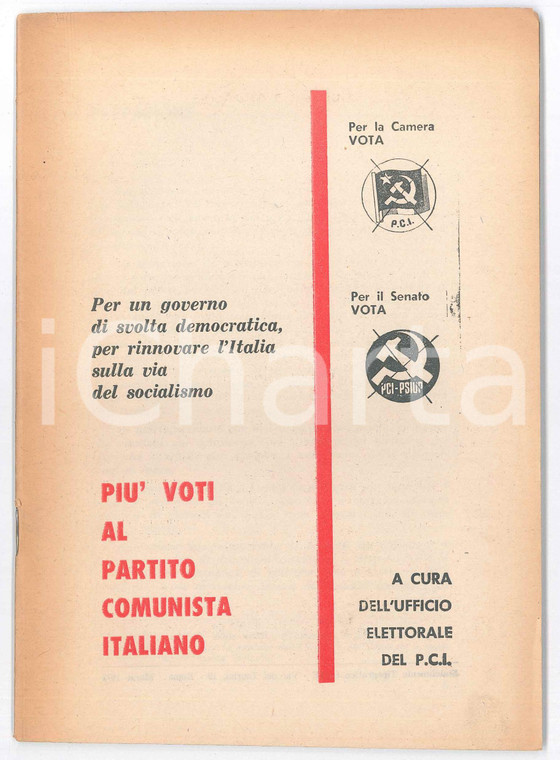 1972 Ufficio Elettorale PCI - Più voti al Partito Comunista Italiano *48 pp.