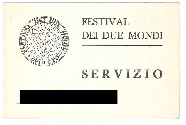 1970 ca SPOLETO Festival dei due mondi - Tessera servizio 11x7 cm