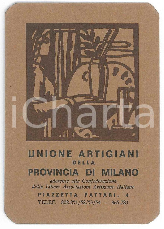 1972 MILANO Unione artigiani della Provincia - Tessera ILLUSTRATA 7x10 cm