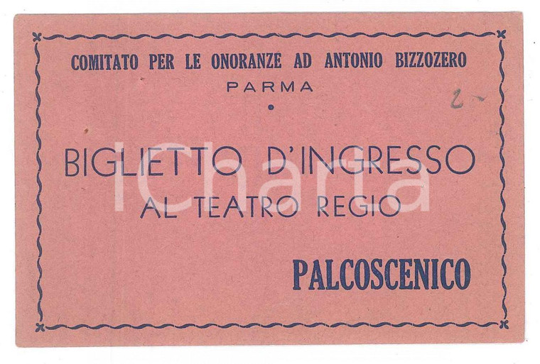 1934 PARMA Teatro Regio - Comitato per onoranze ad Antonio BIZZOZZERO 10x7 cm