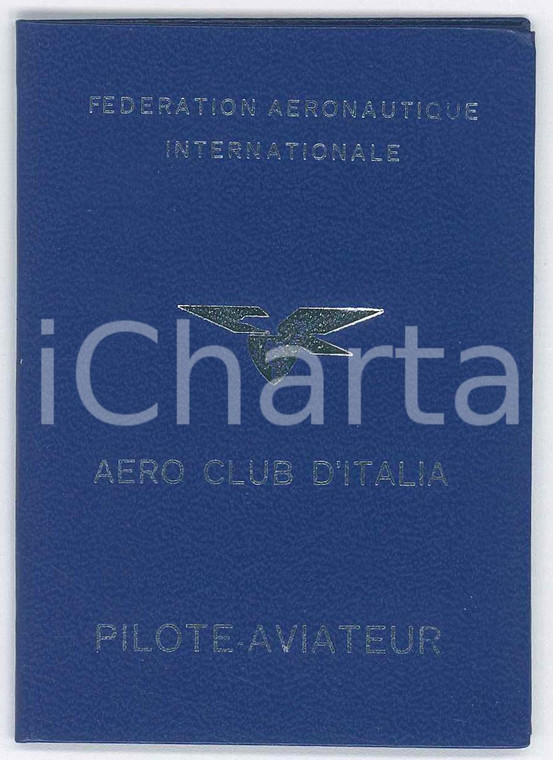 1975 ca AERO CLUB ITALIA Fédération Aéronautique -Brevet Pilote aviateur