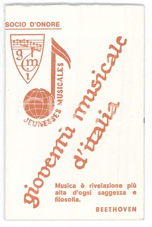 1971 Gioventù Musicale d'Italia - Tessera Alessandro MINARDI Giornale di Bergamo