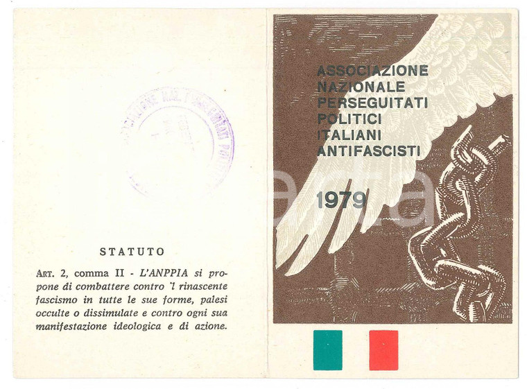 1979 ANPPIA Ass. Nazionale Perseguitati Politici Italiani Antifascisti - Tessera