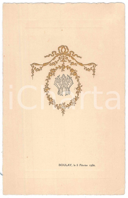 1930 BOULAY-MOSELLE (FRANCE) Embossed vintage menu