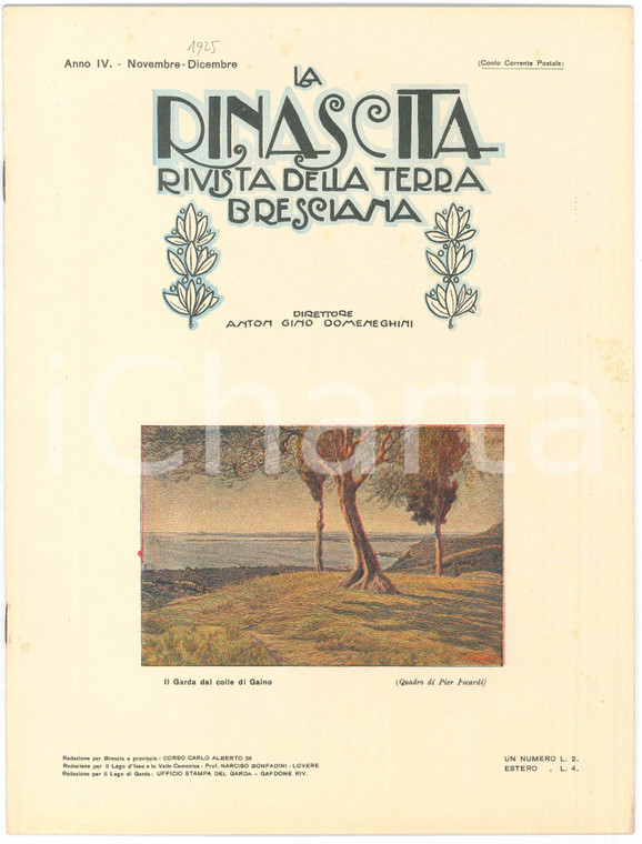 1925 BRESCIA - LA RINASCITA - Montagne del SEBINO - LONATO Casa del Podestà