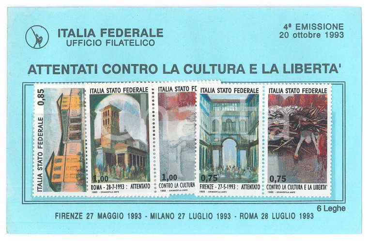 1993 FILATELIA - PADANIA LEGA NORD - Francobolli serie "Italia Stato Federale"