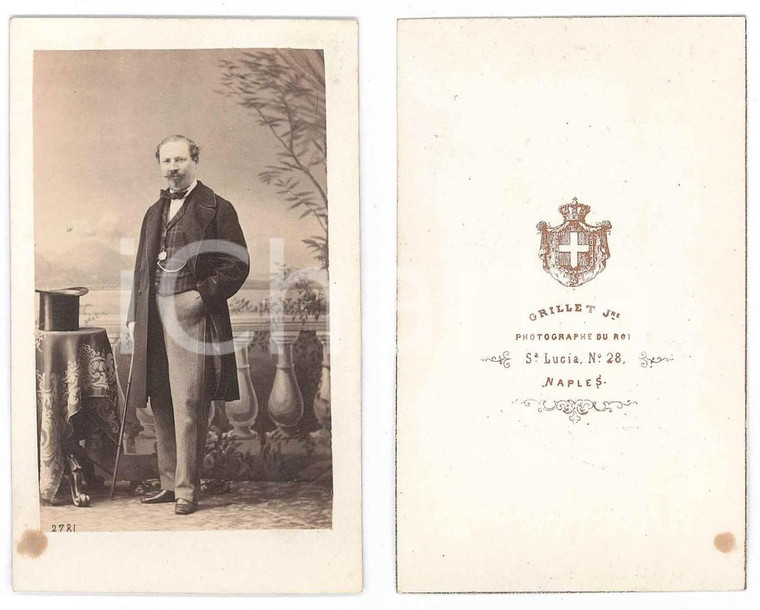 1870 ca NAPOLI Ritratto di gentiluomo con cilindro - Foto GRILLET CDV