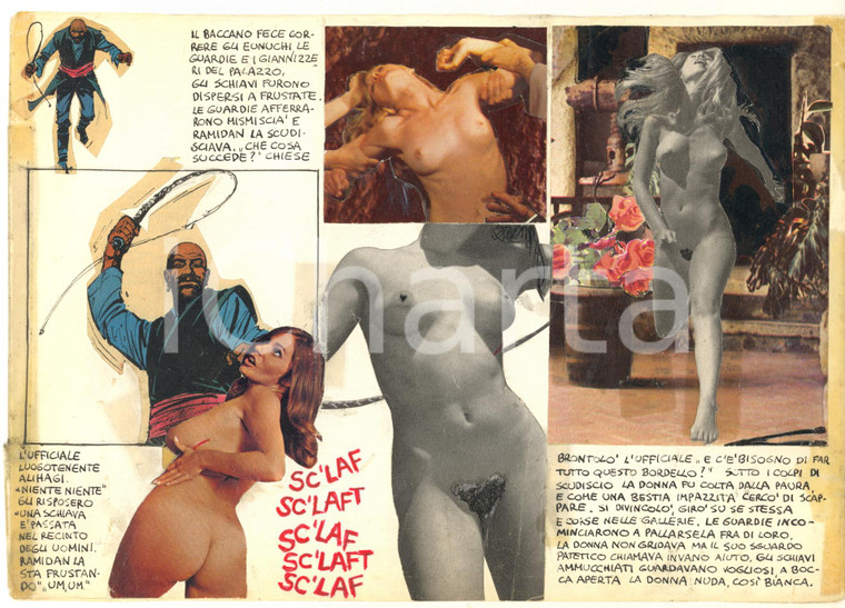 1970 ca ITALIA - CULTURA POP - EROTISMO BDSM Spanking  *Collage 24x17 cm