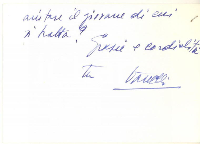 1975 ROMA Biglietto Vinicio VANELLI segretario ministro Interno ^Autografo