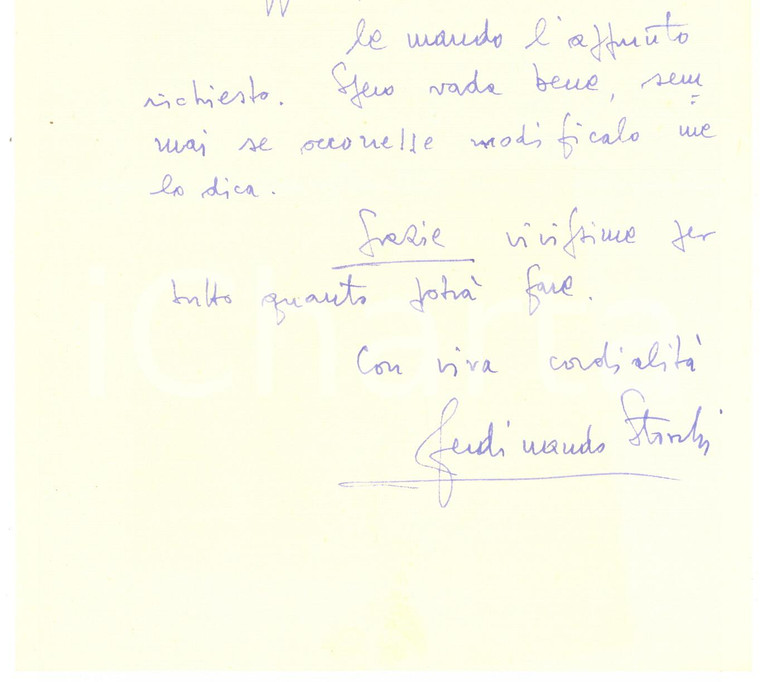 1976 ROMA Lettera on. Ferdinando STOCCHI per ringraziamento - Autografo