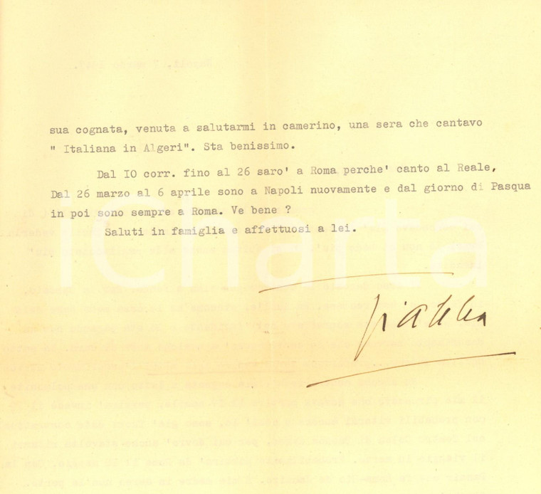 1947 NAPOLI Soprano Gianna PEDERZINI tra successi ininterrotti *AUTOGRAFO