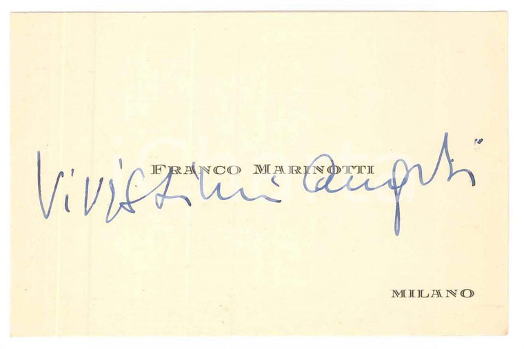 1960 ca MILANO Franco MARINOTTI imprenditore - Biglietto da visita AUTOGRAFO