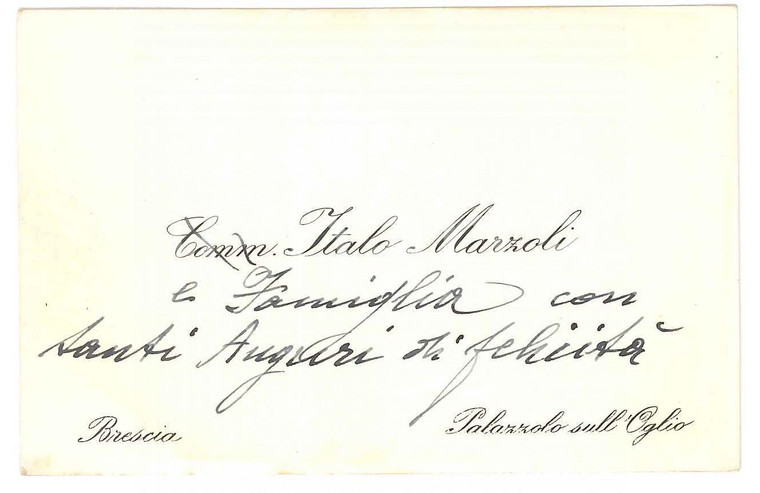 1960 ca BRESCIA Comm. Italo MARZOLI  - Biglietto da visita AUTOGRAFO