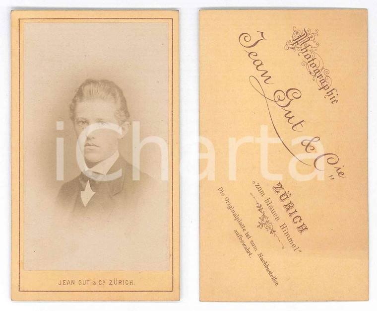 1870 ca ZURICH (SWITZERLAND) Portrait of a young man - Photo Jean GUT CDV